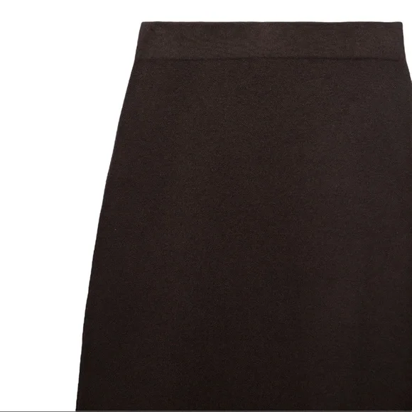 Zara Limited Edition Soft Heavyweight Knit A Line Midi Skirt Dark Brown L